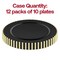 Black with Gold Pearl String Round Disposable Plastic Dinner Plates - 10" (120 Plates)